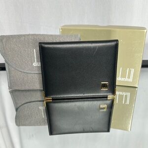 Dunhill Black Leather Card Holder with Gold Details